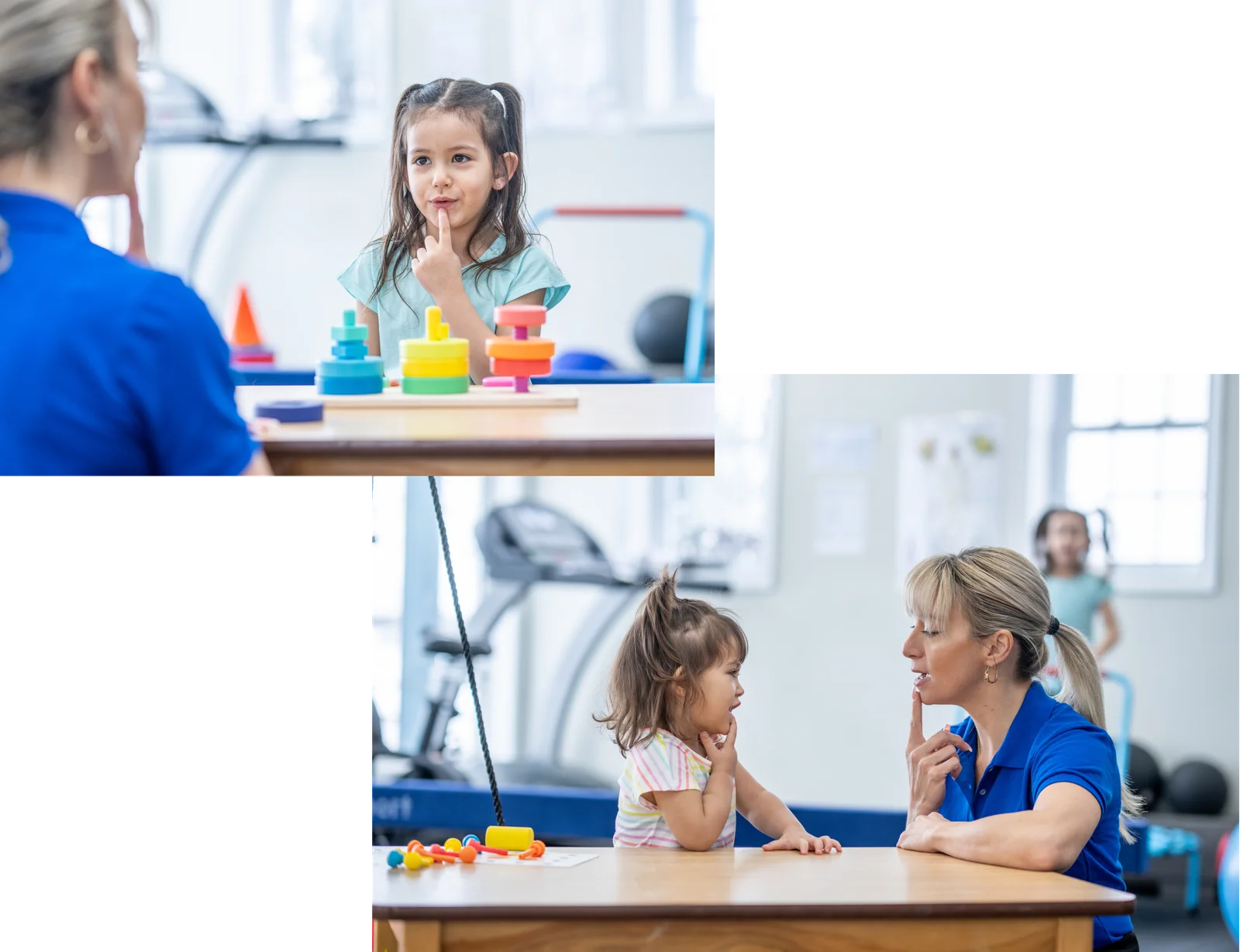 Therapist working with child in a comfortable environment